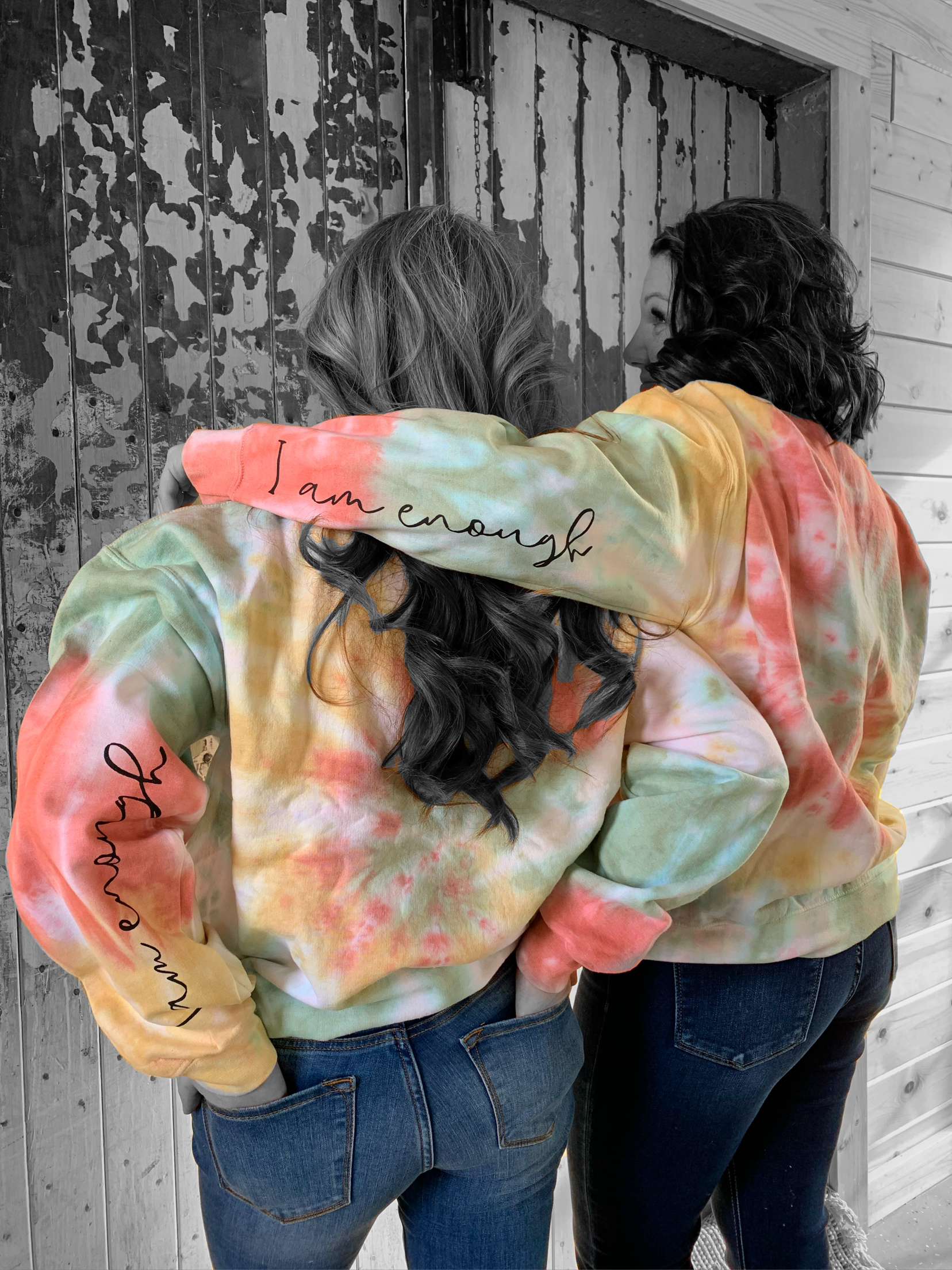 sweatshirt, womens, not hooded, I am enough, tie die